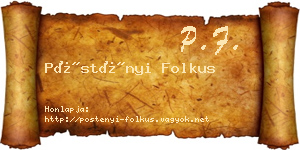 Pöstényi Folkus névjegykártya